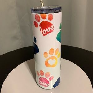 Hand Crafted Dog Paw Love 20oz Skinny Tumbler